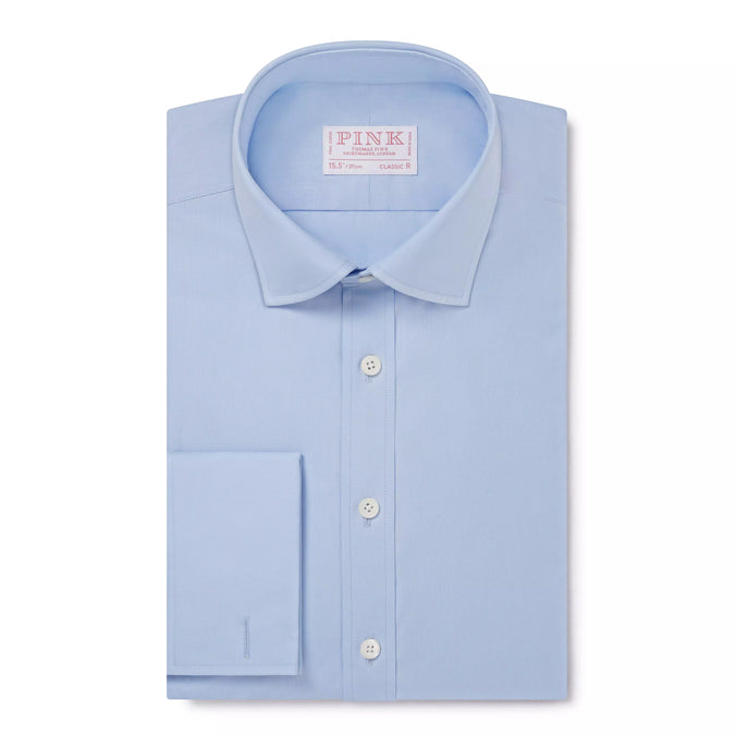 Pale Blue Classic Fit Double Cuff Poplin Formal Shirt