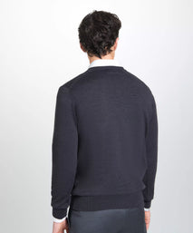Grey Merino Wool V-Neck Sweater