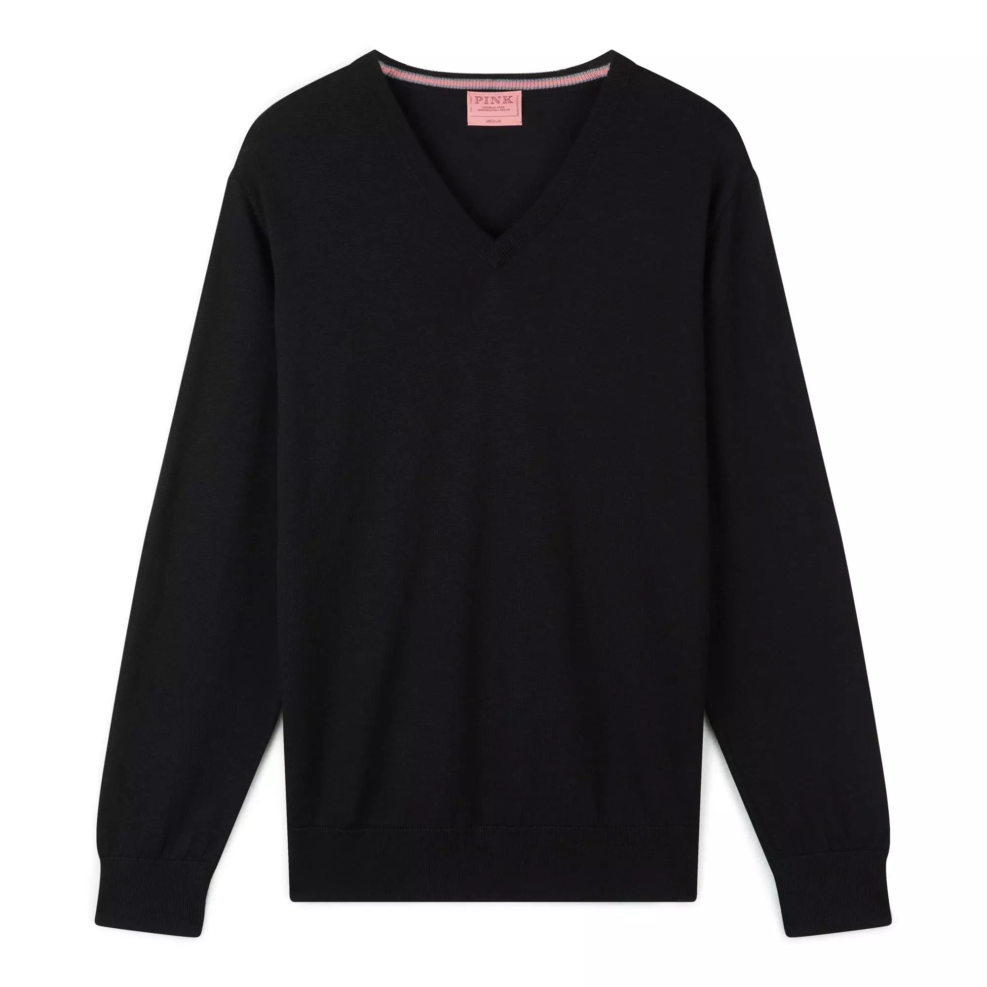 Black Merino Wool V-Neck Sweater