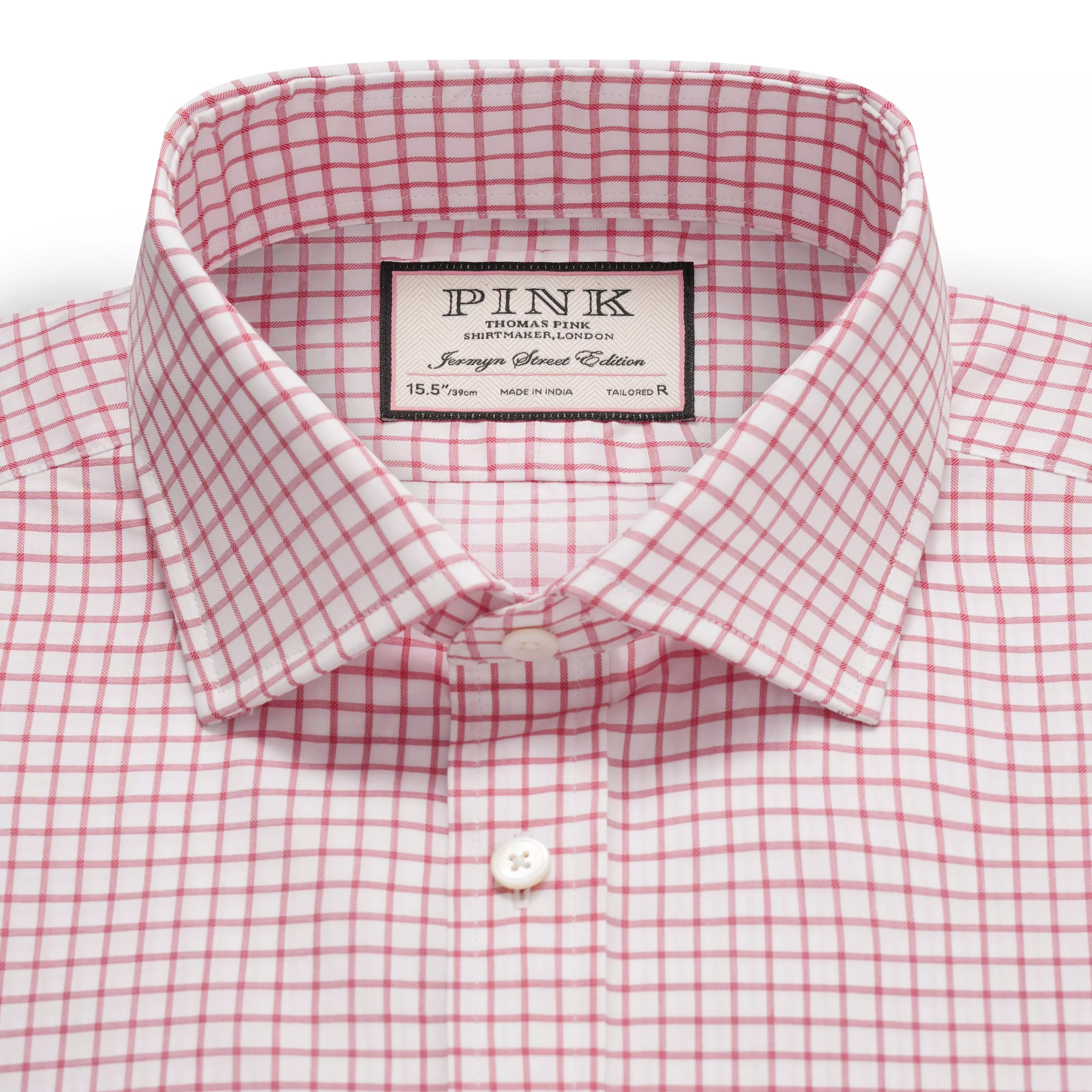White & Red Tailored Fit Twill Graph Check Formal Shirt