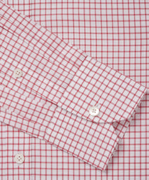 White & Red Tailored Fit Twill Graph Check Formal Shirt