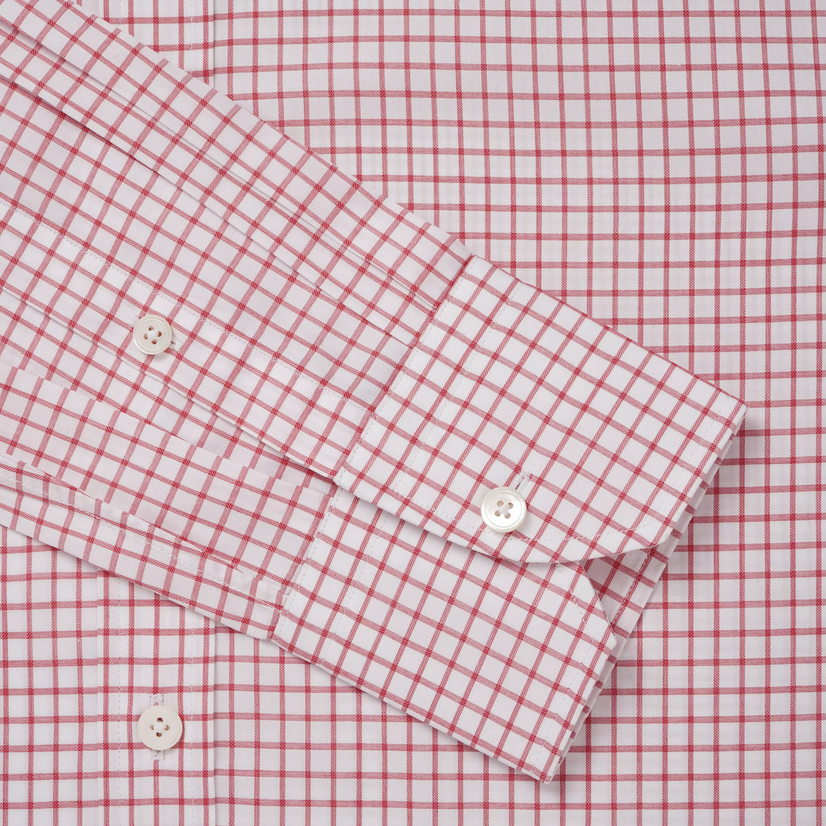 White & Red Tailored Fit Twill Graph Check Formal Shirt