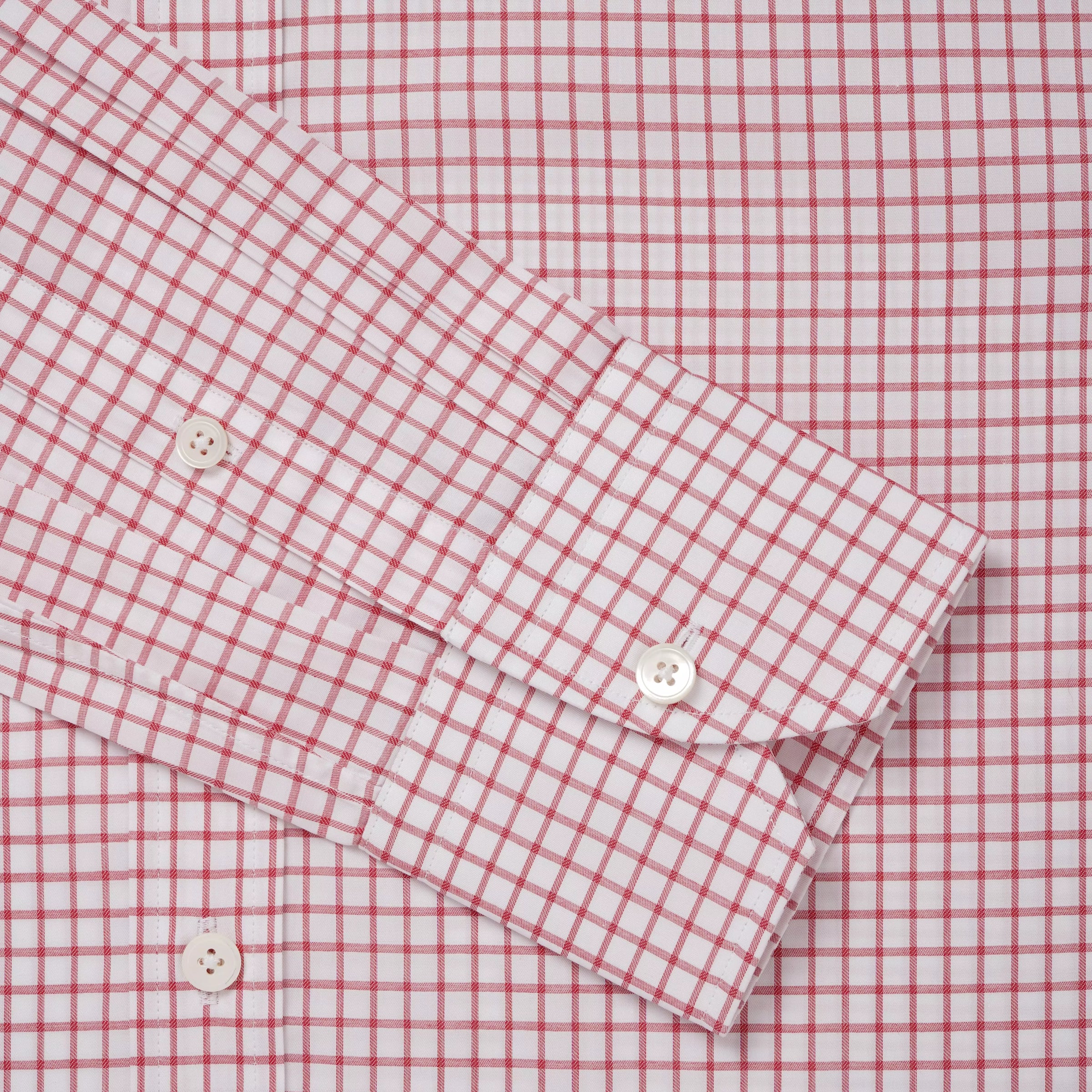 White & Red Tailored Fit Twill Graph Check Formal Shirt