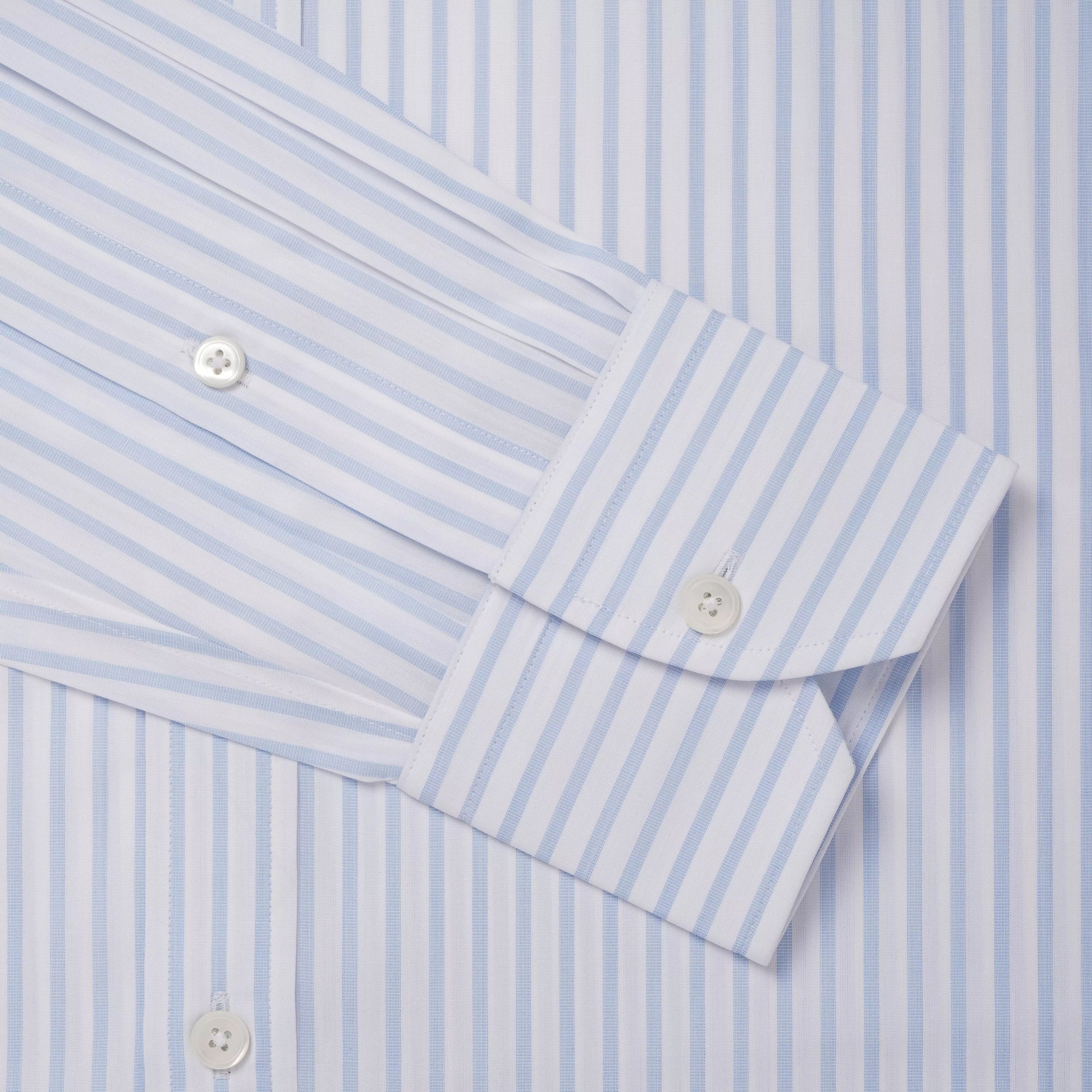 Pale Blue & White Classic Fit Formal Fil-à-Fil Stripe Shirt