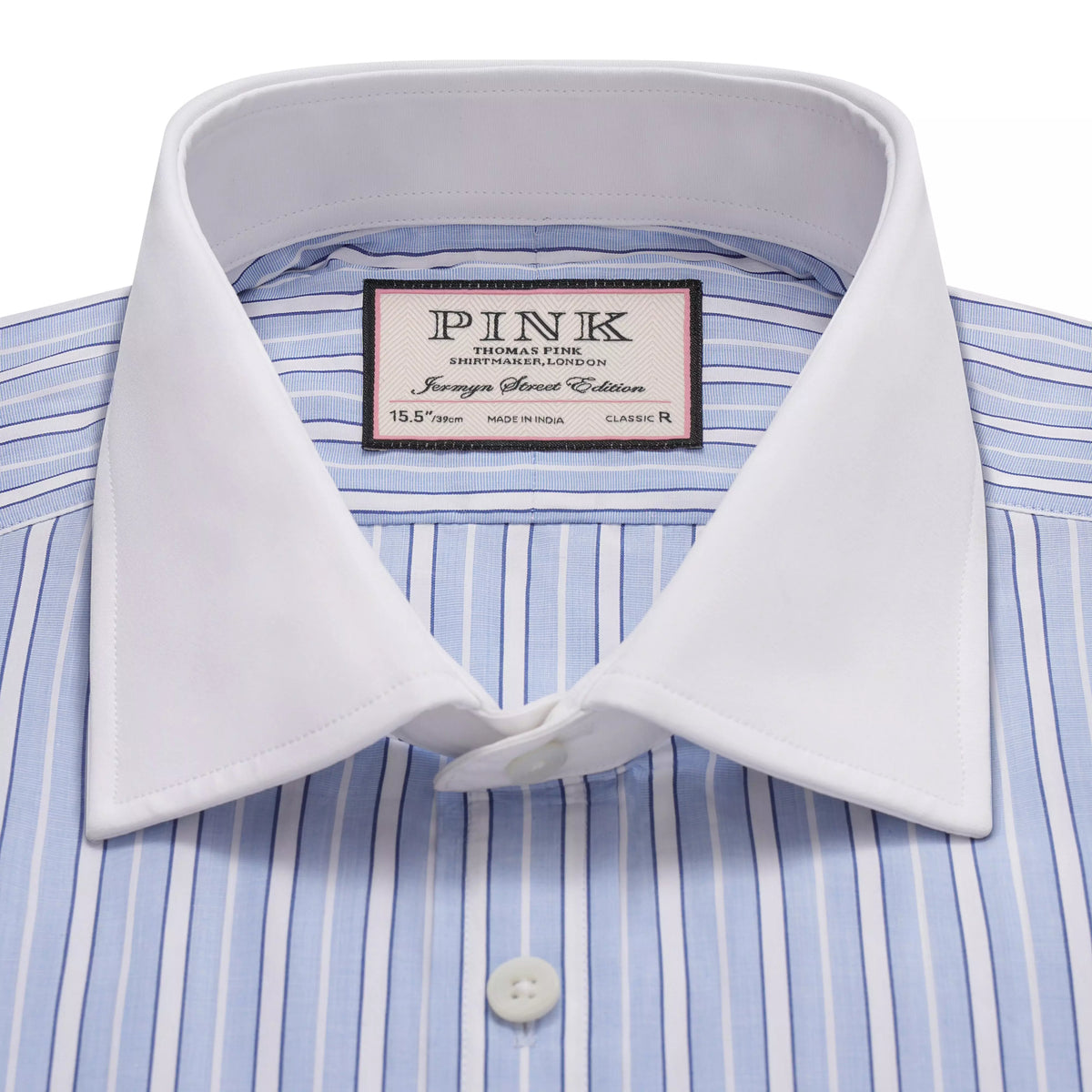 Pale Blue & Blue Classic Fit Double Cuff Bloomsbury Stripe Formal Shirt