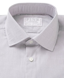 White & Black Slim Fit Micro Grid Check Formal Shirt
