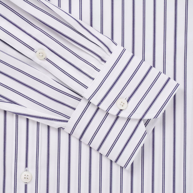 White & Navy Tailored Fit Multi Stripe Formal Shirt